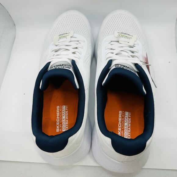 Skechers Mens Go Walk Flex Remark White/Blue Shoe Men’s Size 12 US Xtra-Wide 4E main image 7
